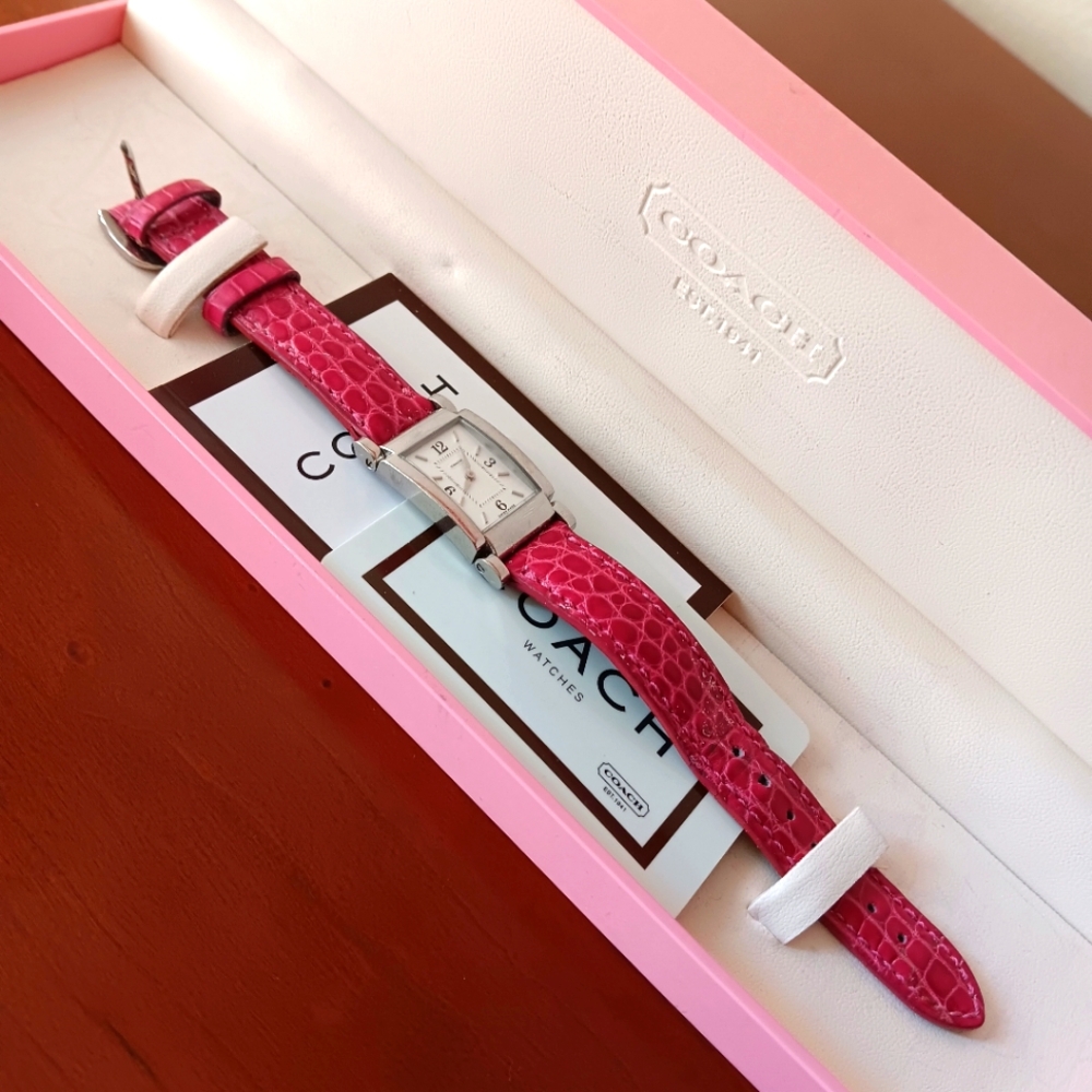 Coach Genuine Alligator Leather in Pink/Magenta Breast Cancer Awareness Watch